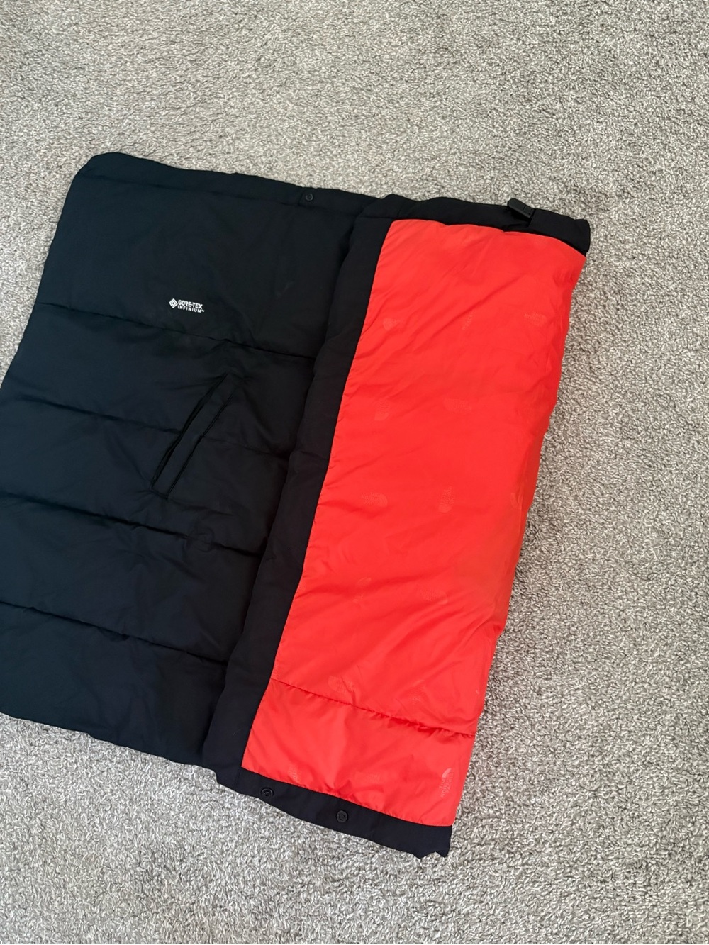 The North Face Baby Blanket  Black and Red Puffer Sleeping Bag / stroller cover